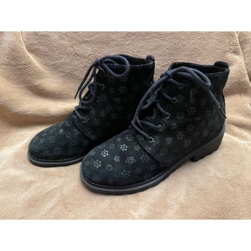 Girls Stride Rite Black Suede Leather Hiker's Boots- Size 3M